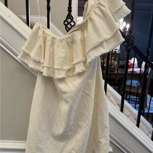 Elegant Cream Ruffle Mini Dress